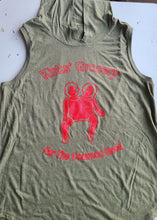 Load image into Gallery viewer, Kirks&#39; Grocery Sleeveless Hoodie |Two Headed Doll (Red on Green)
