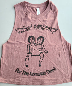 Kirks' Grocery Tank Top | Two Headed Doll (Black on Pink)