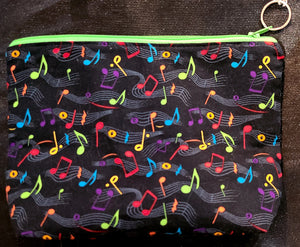 Laurie Girlie Bags | 6"x9" fabric Zippie bag Musical Notes