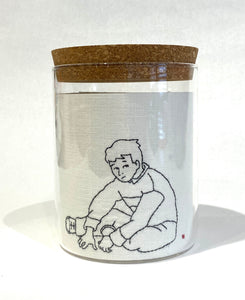 Maggy Rozycki Hiltner | Embroideries in Jars (Sitting Boy in Jar)