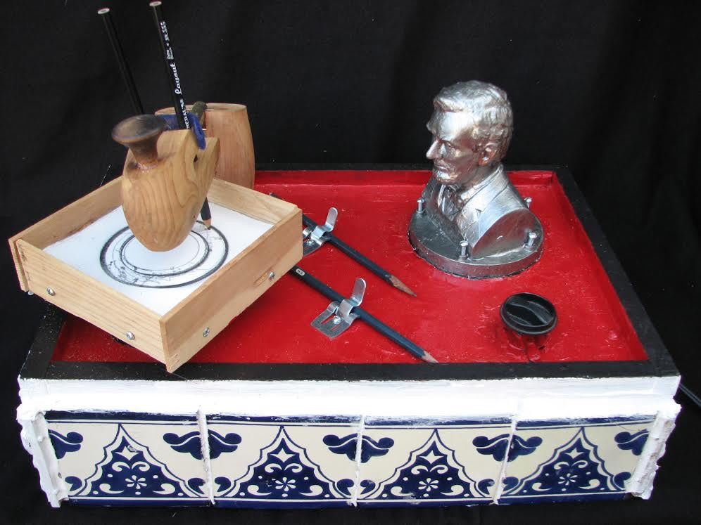 Stephen Glueckert Sculpture | A Drawing Machine With Abraham (mixed media)