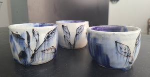 Sandy Dvarishkis Ceramic Cup Blue with Leaves