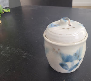 Sandy Dvarishkis Ceramic White & Blue Jar with Lid