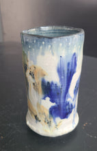 Load image into Gallery viewer, Sandy Dvarishkis Ceramic Blue Brown White Vase
