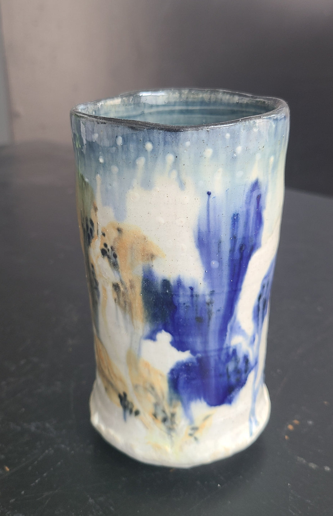 Sandy Dvarishkis Ceramic Blue Brown White Vase