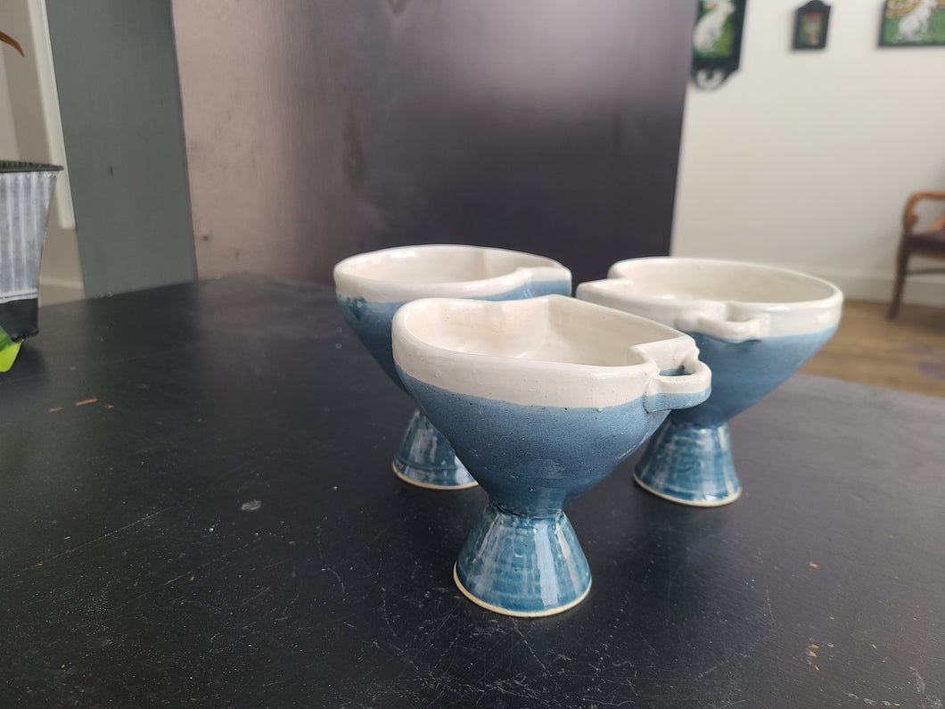 Sandy Dvarishkis Ceramic Corner Cut Goblets (Blue & White)