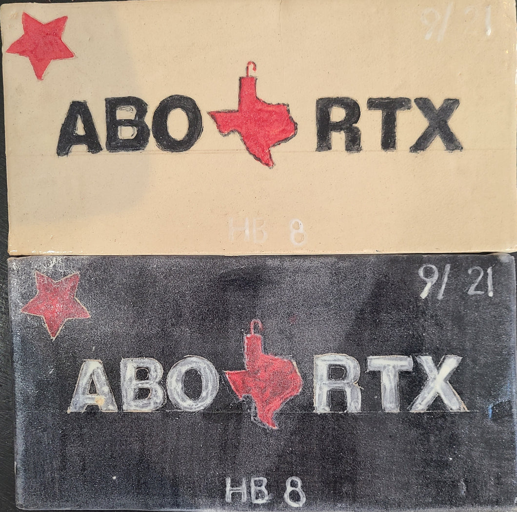 Sandy Dvarishkis Ceramic AborTX License Plate