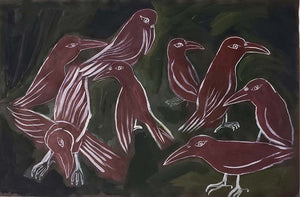 Arrington de Dionyso Painting | Red Crows (acrylic ink)
