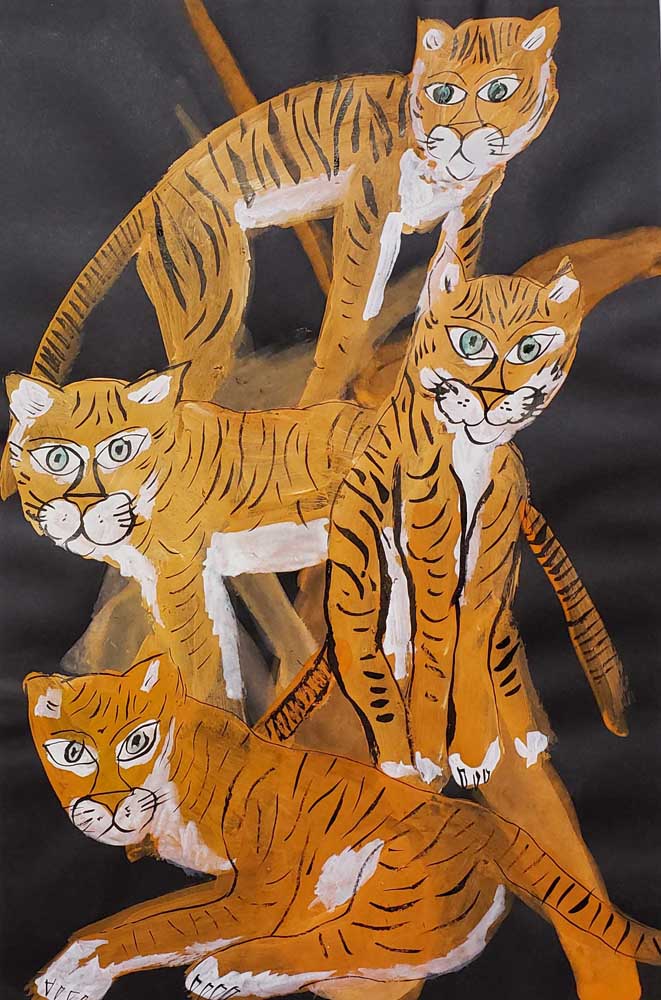 Arrington de Dionyso Painting | Tigers (acrylic ink)