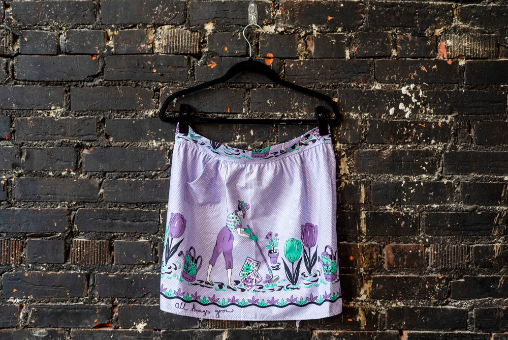 Ellen Kuntz Fabric Piece | All Things Grow (embroidery on vintage apron)
