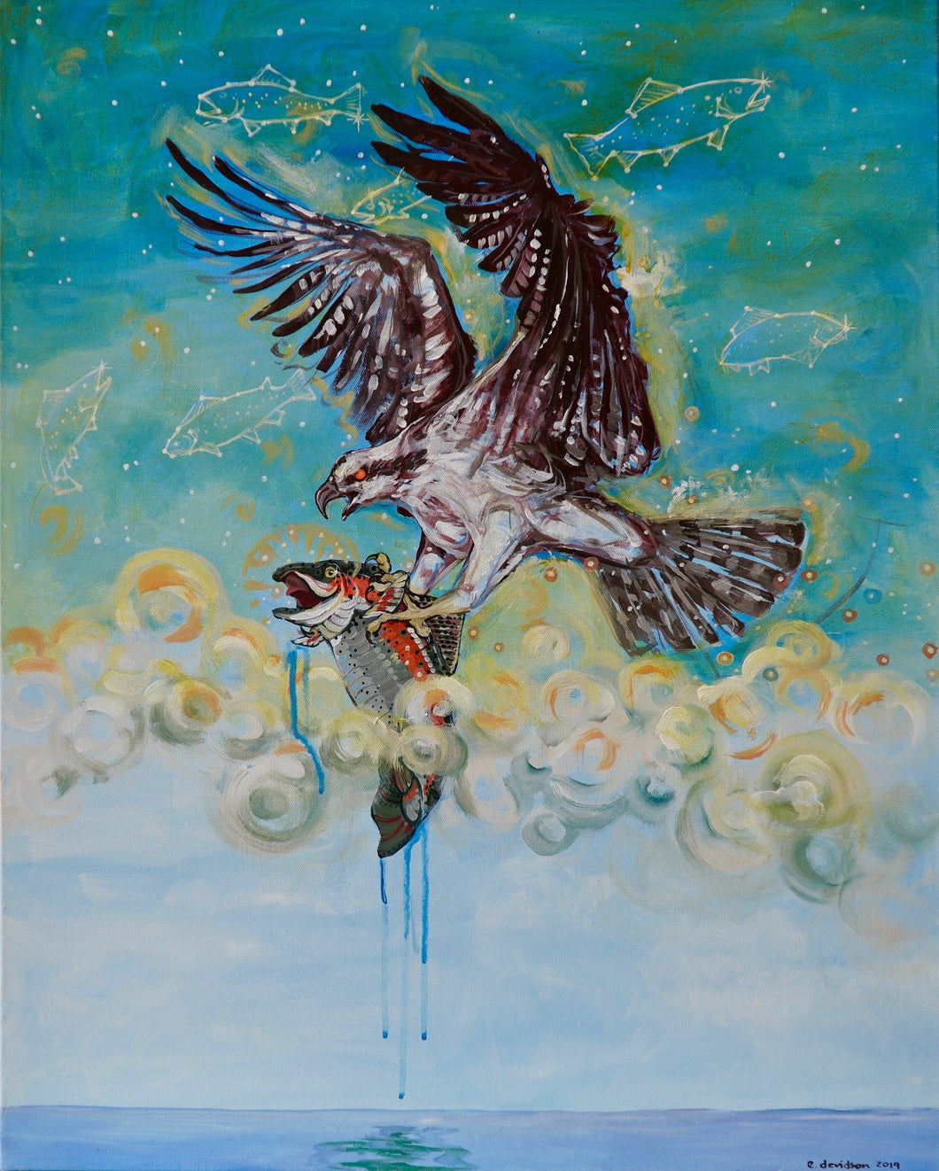 Emily Davidson Painting | Ascension of Fish (acrylic on canvas)