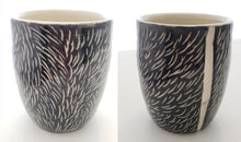 Load image into Gallery viewer, Sandy Dvarishkis Porcelain Clay Mug | Sgraffito Mug  (porcelain clay mason stains and glazes)
