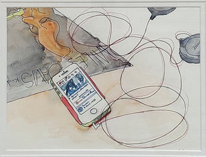 Shane de Leon Painting | Blues For Toucan (watercolor and ink on paper)