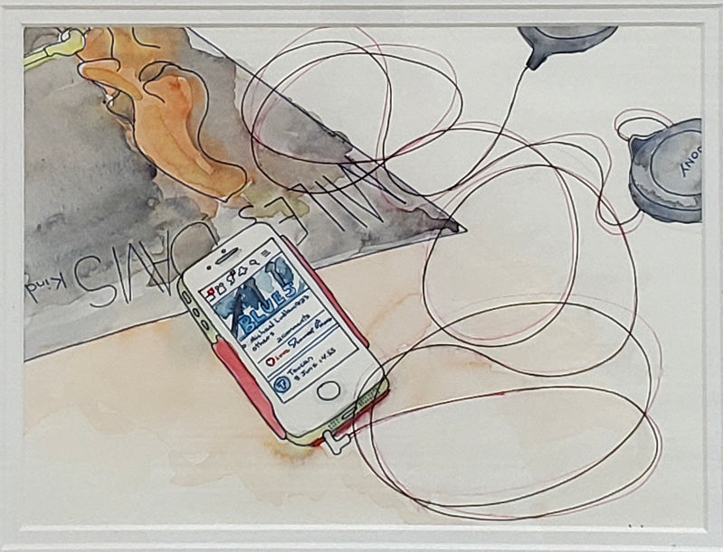 Shane de Leon Painting | Blues For Toucan (watercolor and ink on paper)