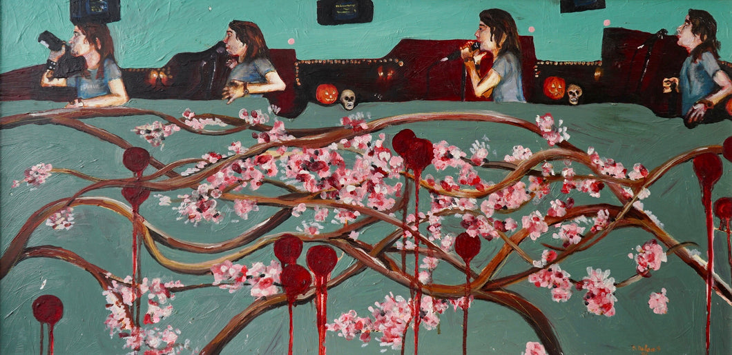 Shane de Leon Painting | Cherry Sprout (mixed media on board)