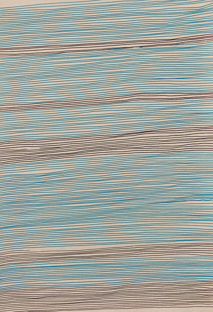 Shane de Leon Drawing | Lines (Blue Black) (uniball on watercolor paper)